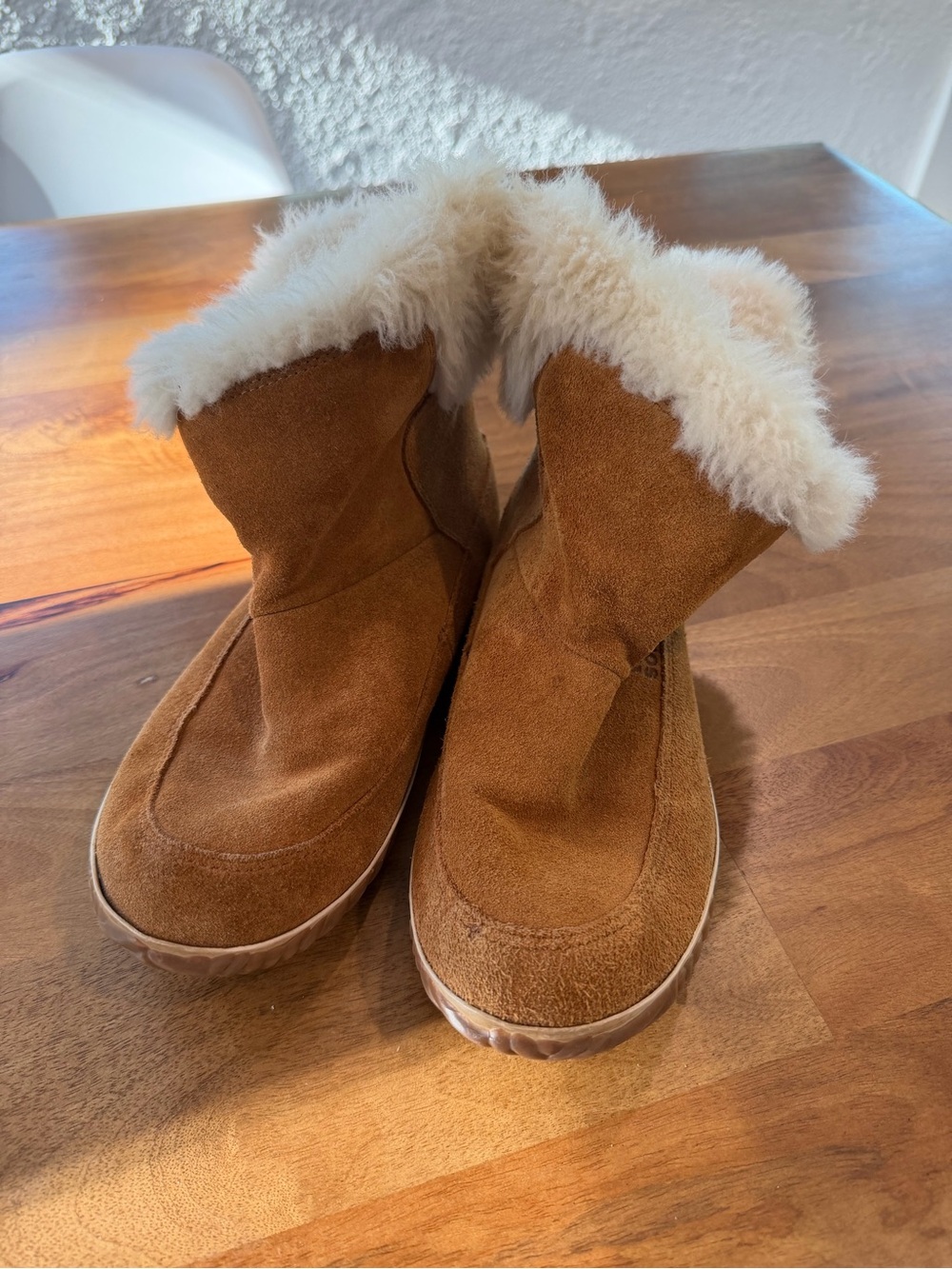 Sorel Out N About Chestnut Leather Faux Fur Lined Bootie Size 8
